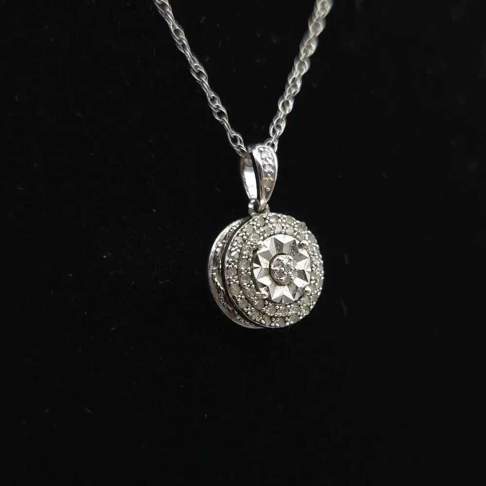 MIDAS 925 Cable Chain Necklace Genuine‎ Diamond Charm Pendant